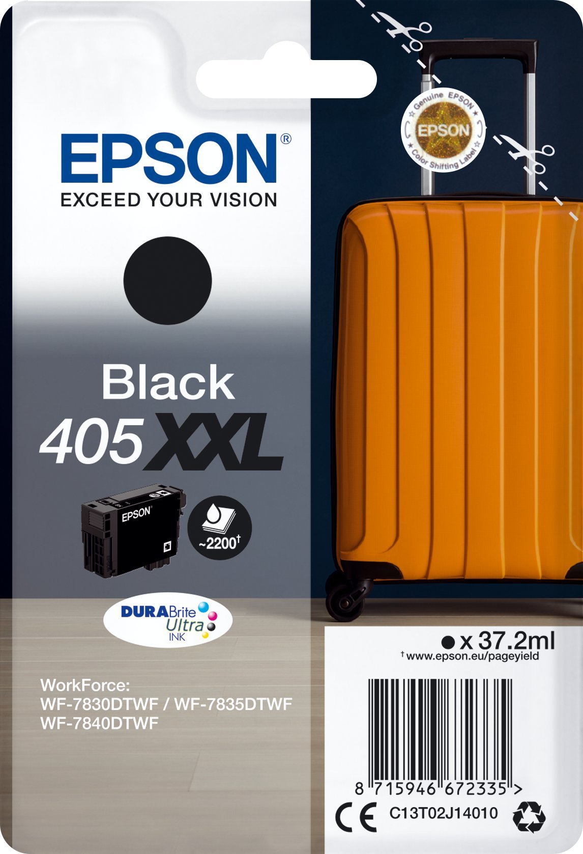 Tusz Epson 405XXL - 37.2 ml - Grosse XXL - Schwarz - original - Blister mit RF- / akustischem Alarmsignal - Tintenpatrone - fur WorkForce WF-7830DTWF,