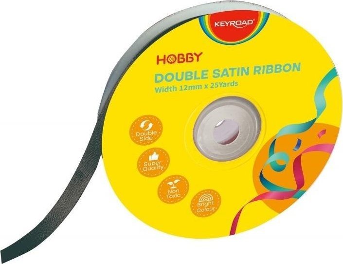 Wstążka podwójna satynowa czarna 12mmx22,86m