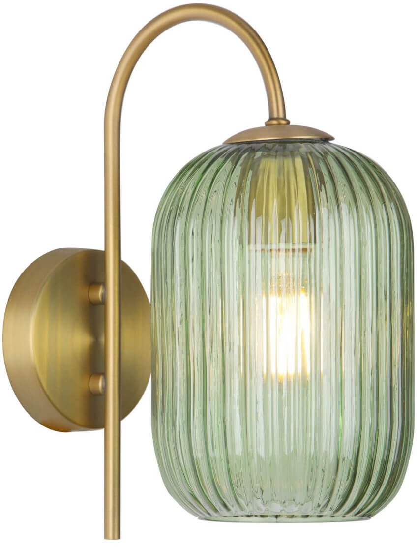 Szklany kinkiet ścienny Idra IDR0763-SAW6524 do sypialni zielony mosiądz