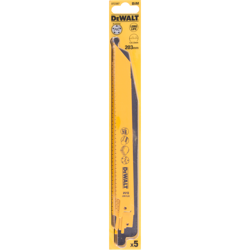 Dewalt Brzeszczoty do pilarek szablowych BIM 203mm podz. 1,8-2,5mm 5szt. DT2387