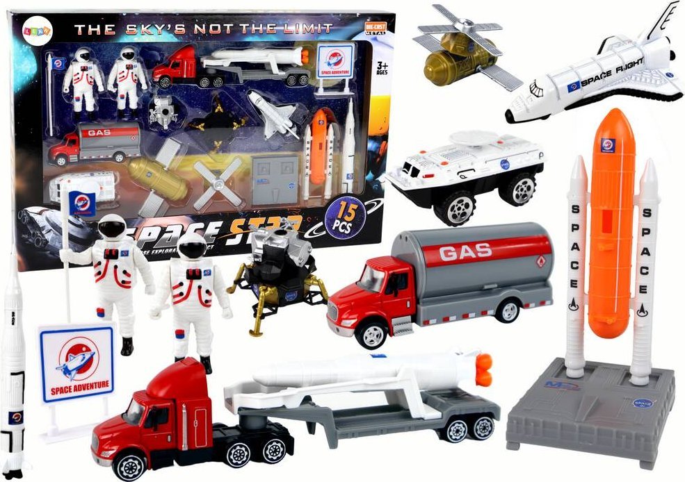 LeanToys Zestaw Figurek Kosmos Ciężarówka Rakieta 15 El.