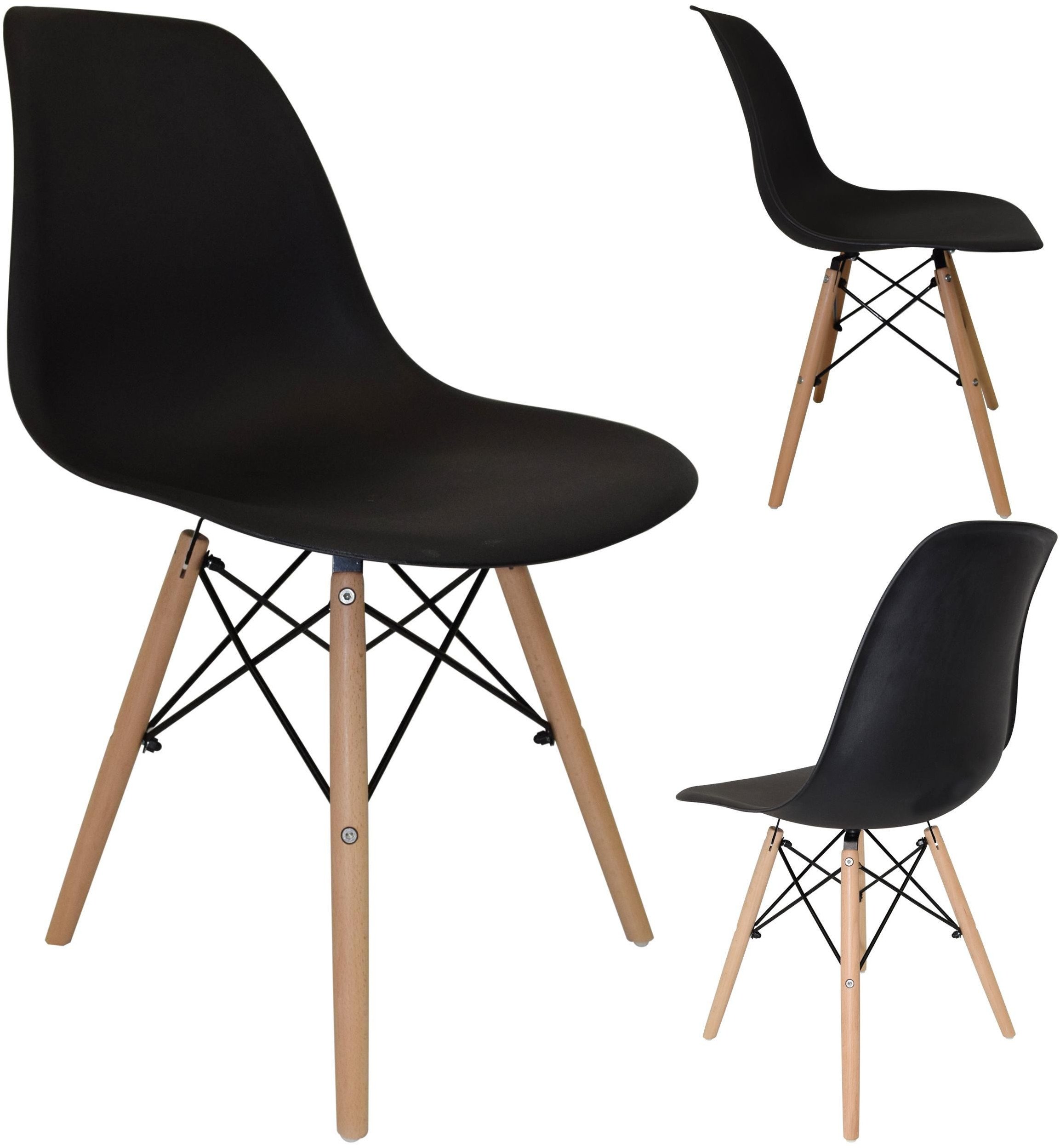 Czarne krzesło skandynawskie stylowe do salonu kuchni i biura