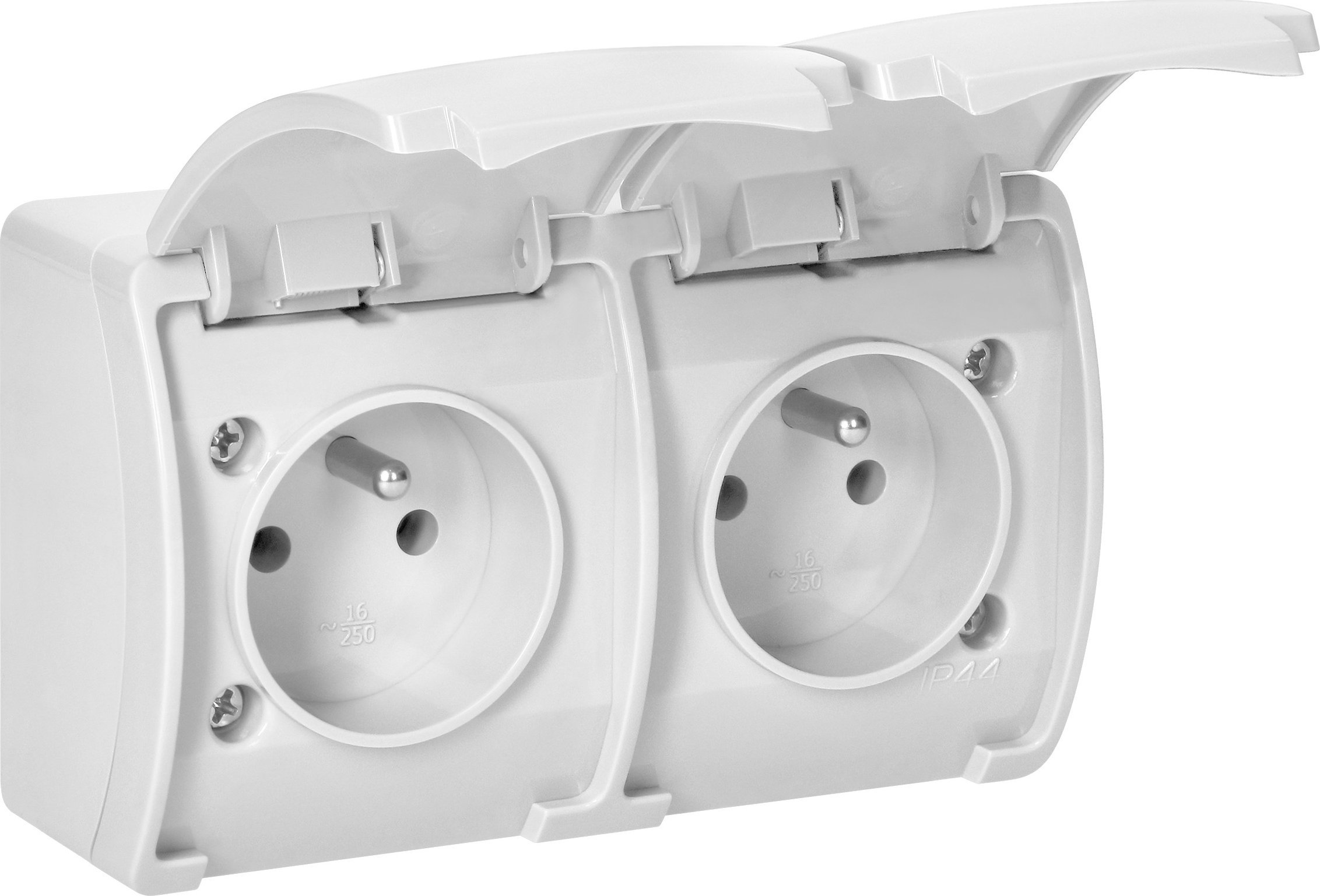 Orno Gniazdo podwójne 2x2P+Z AQUATIC, IP44, białe