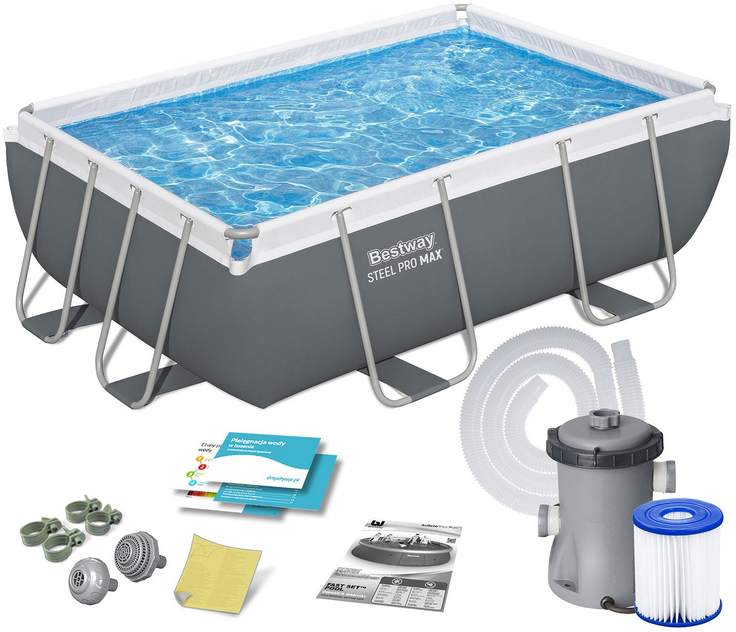 Basen ogrodowy stelażowy 282 x 196 x 84 cm 10w1 Bestway 56629N