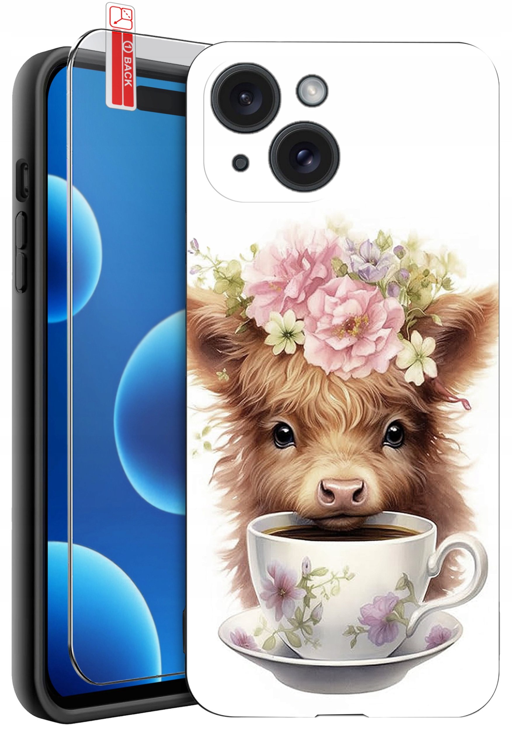 ETUI do iPhone 15 | WZORY | SILIKONOWE MATT CASE + SZKŁO 9H