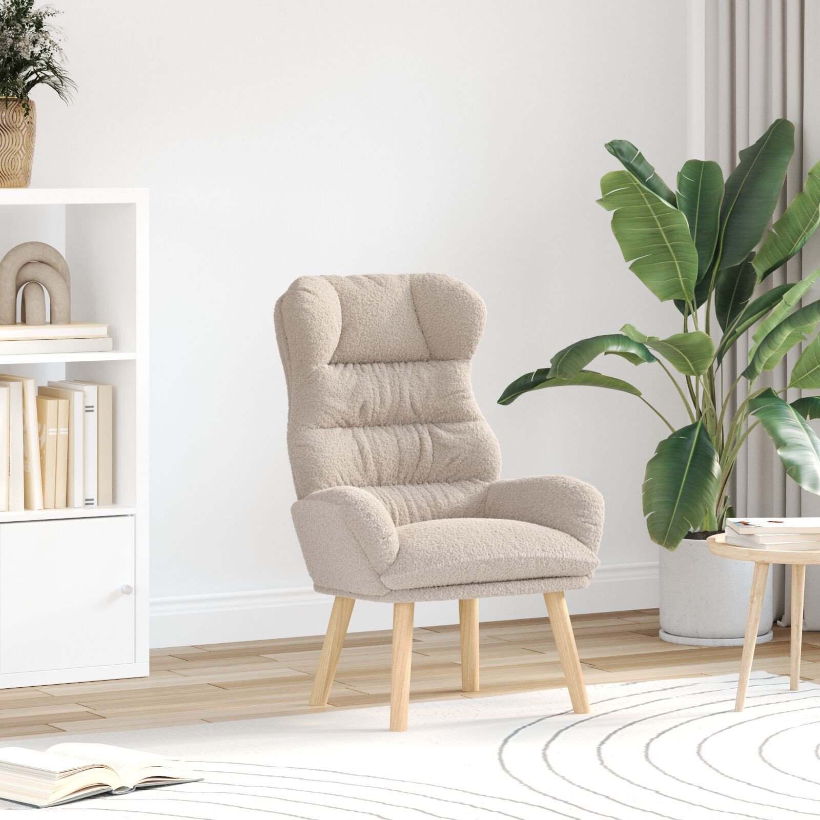 Fotel relaksacyjny vidaXL w jasnoszarym, puszystym materiału przypominającym wełnę