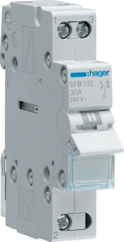 Hager Przełącznik modułowy z pozycją centralną OFF I-0-II 1P 32A (SFB132)