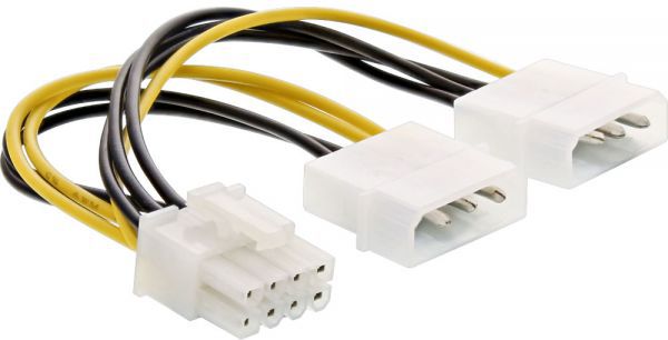 InLine Molex x2 - PCIe 8-pin, 0.15m, Żółty (26628C)