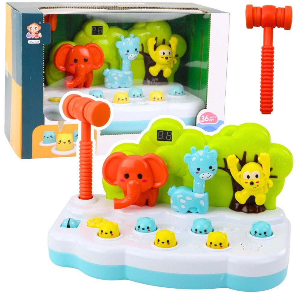 Gra Zręcznościowa Zwierzątka Whack-A-Mole Licznik Młotek Kolorowa LEAN Toys