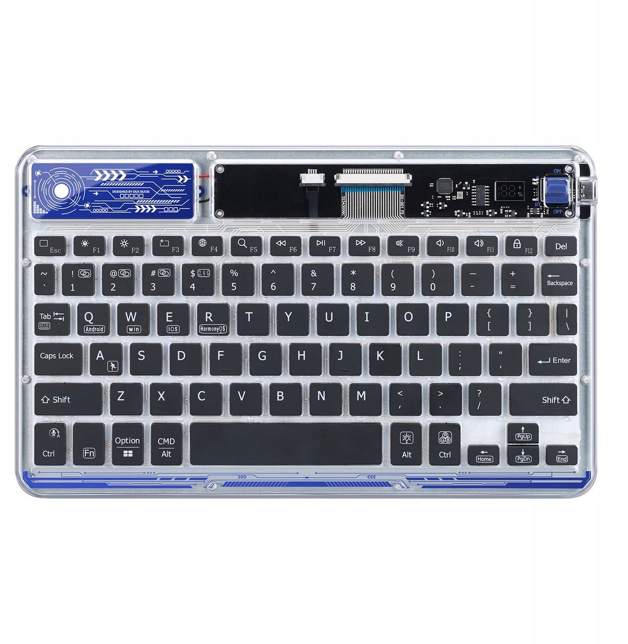 Klawiatura Dux Ducis Keyboard (CK Series) bezprzewodowa do laptopa / tabletu / telefonu przezroczysta