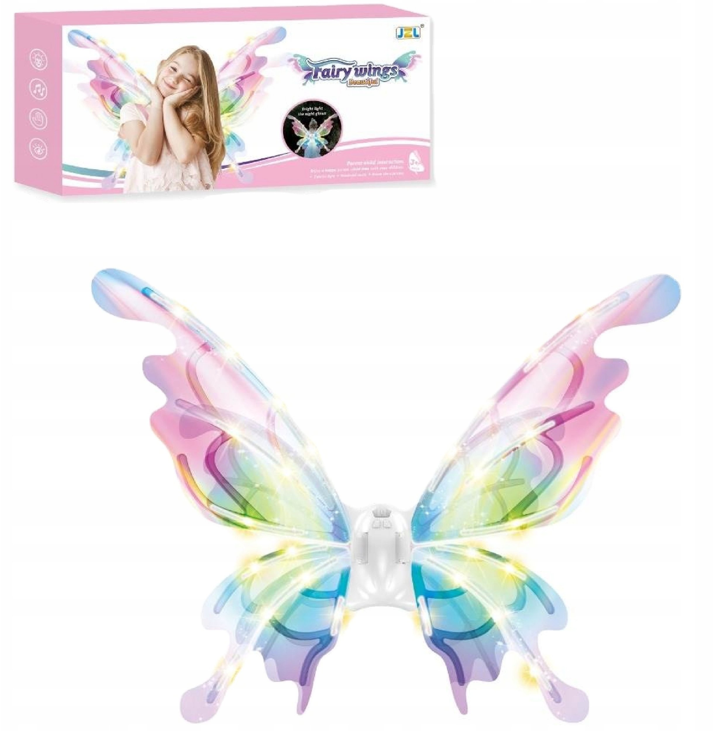 Świecące skrzydła motyla LED bajkowe skrzydełka dla małych wróżek