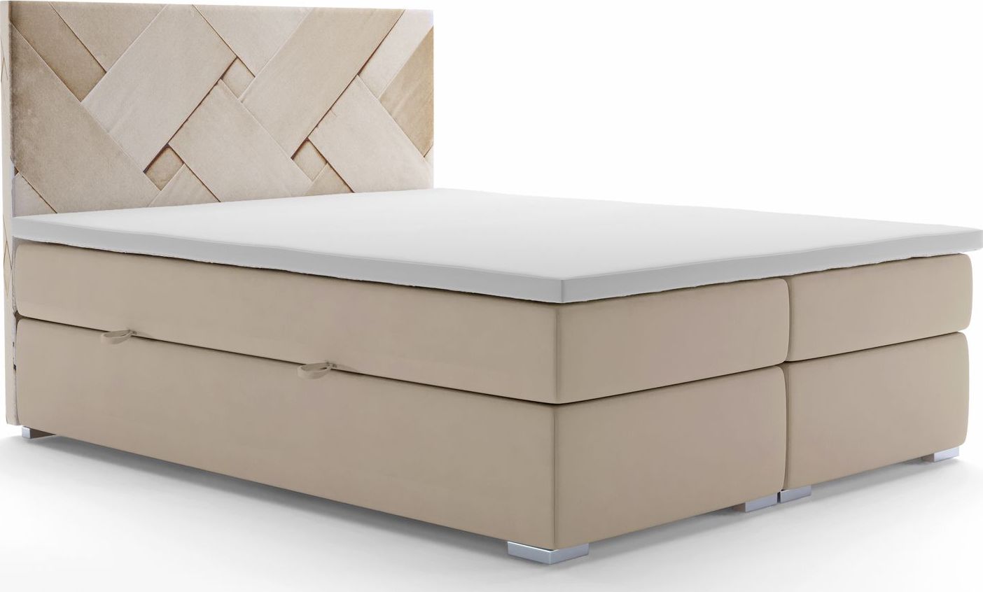 Elior Łóżko boxspring z zagłówkiem Lefika 140x200 - 58 kolorów