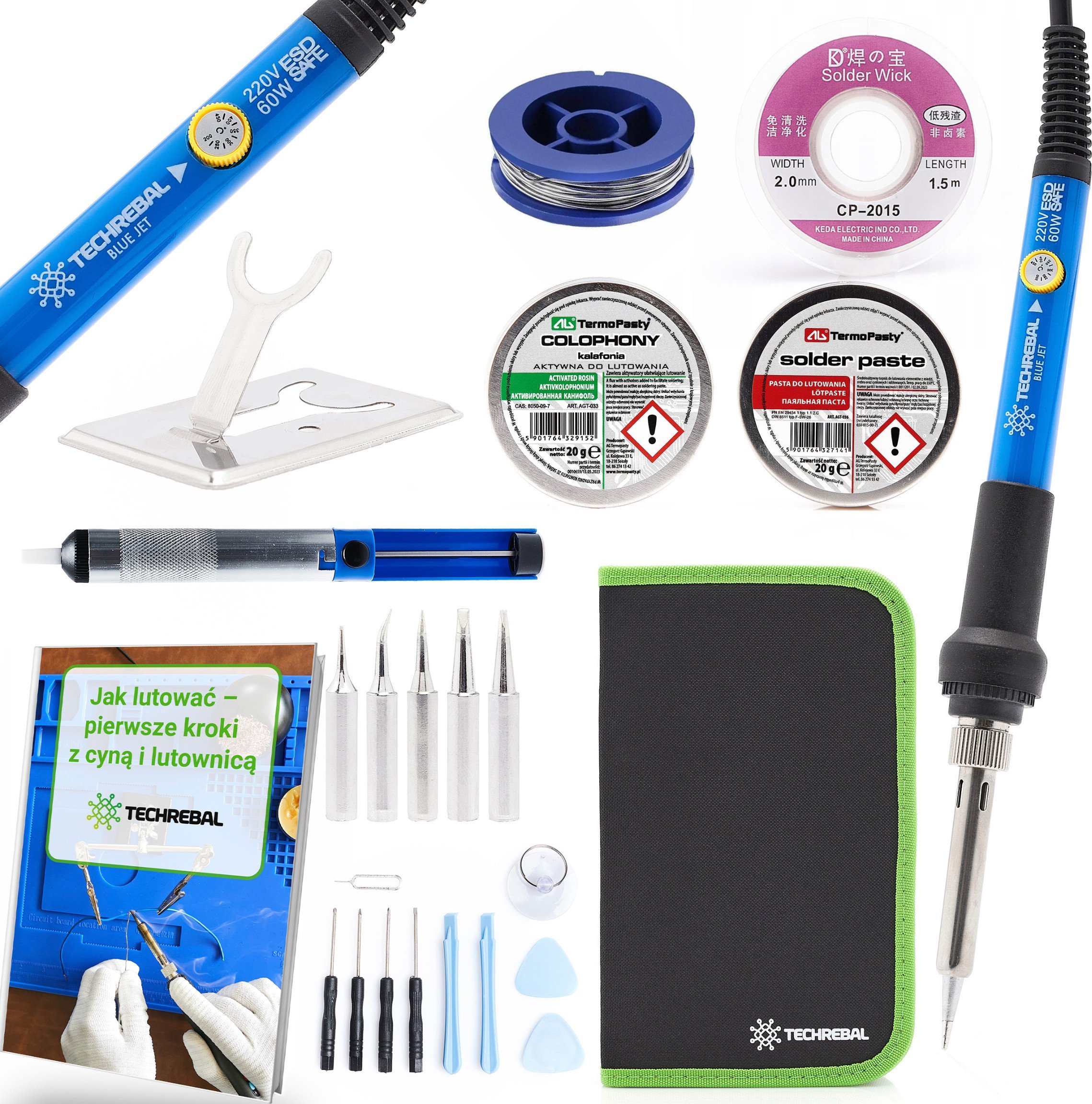 Lutownica Precyzyjna z Wyświetlaczem Groty Piórnik 60W Zestaw Techrebal