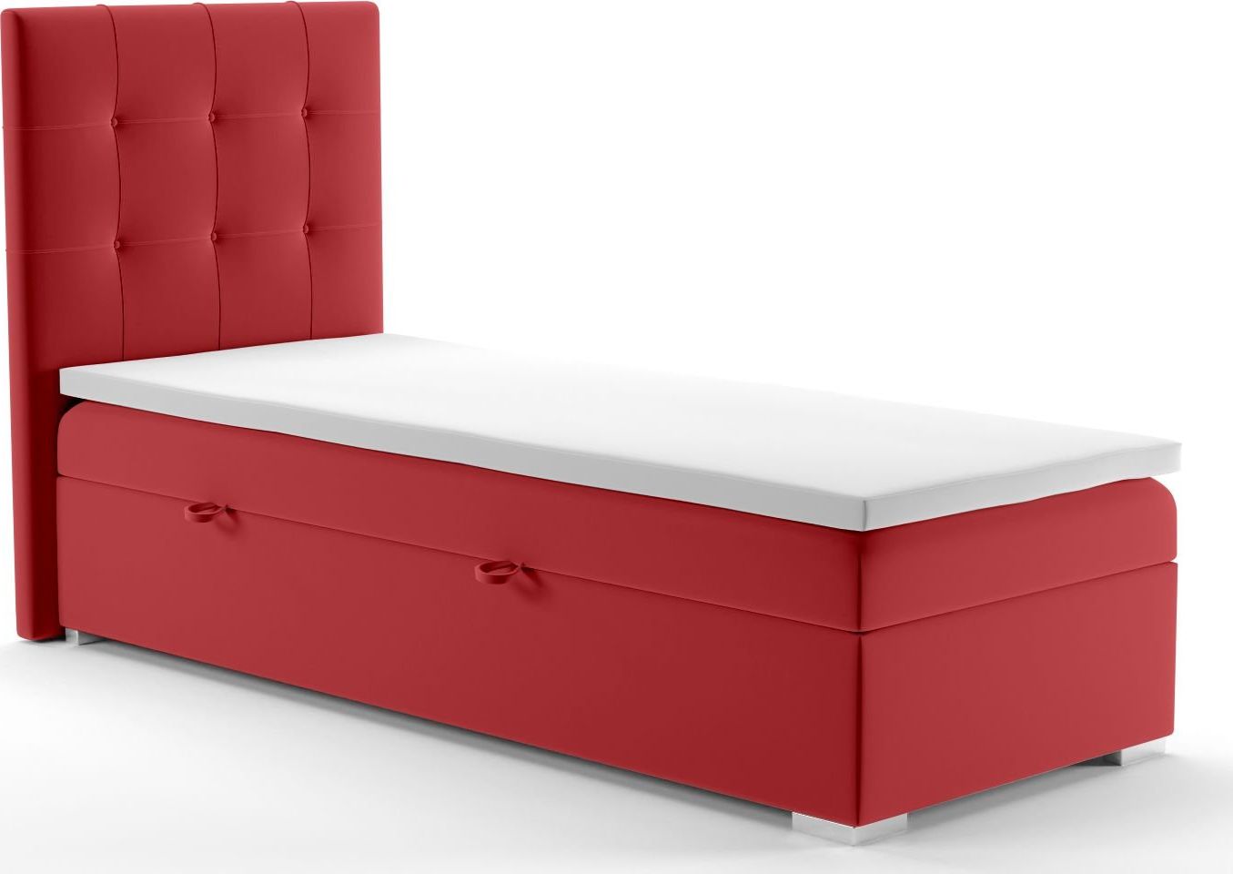 LAVERTO Łóżko kontynentalne JAGULA 90x200 bordowe velvet z pojemnikiem