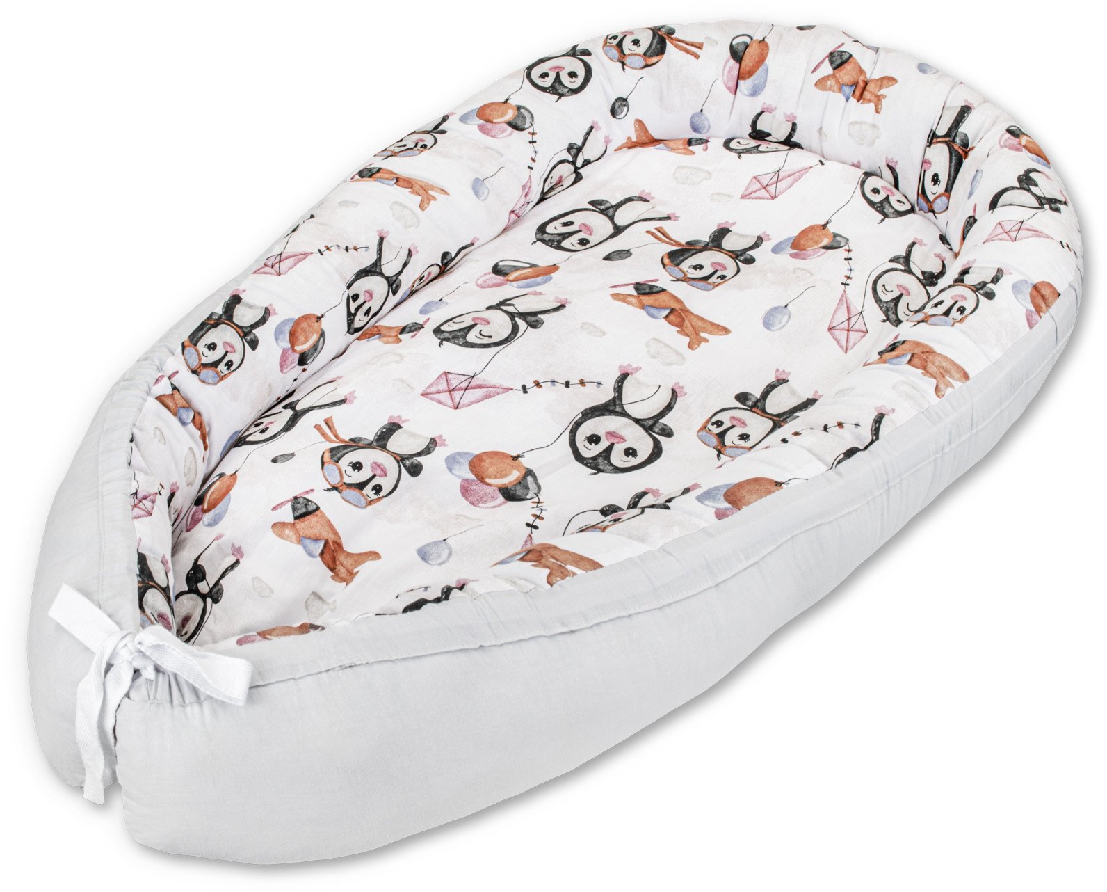 Lulando LULANDO BABYNEST 80 X 45 CM GRAU PINGUINE