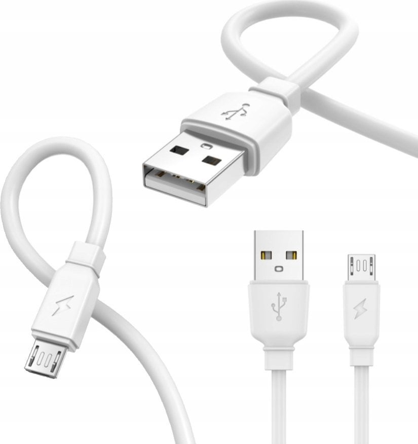 Kabel USB Jellico USB-A - microUSB 1 m Biały (6974929202224)