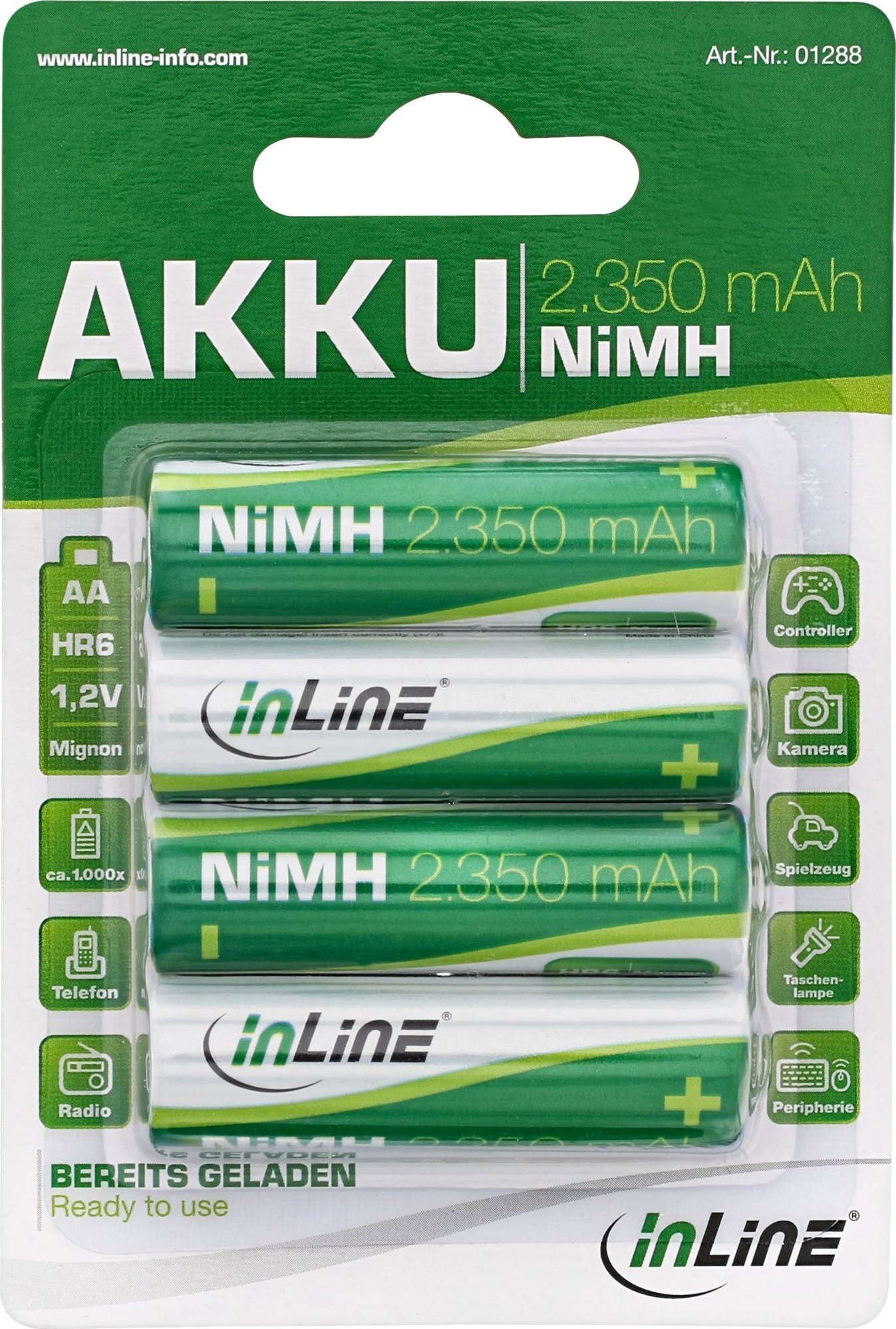 InLine InLine® NiMH rechargeable battery, Mignon (AA), 2350mAh, in 4pcs. pack