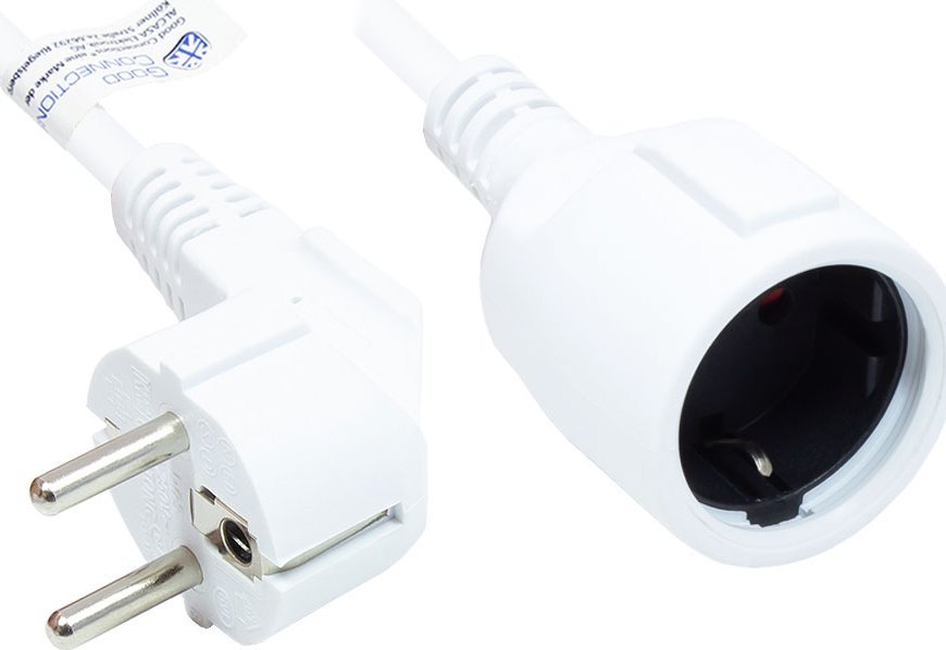 Alcasa P0102-W030 kabel zasilające Biały 3 m Wtyczka zasilająca typu E+F Wtyczka zasilająca typu F