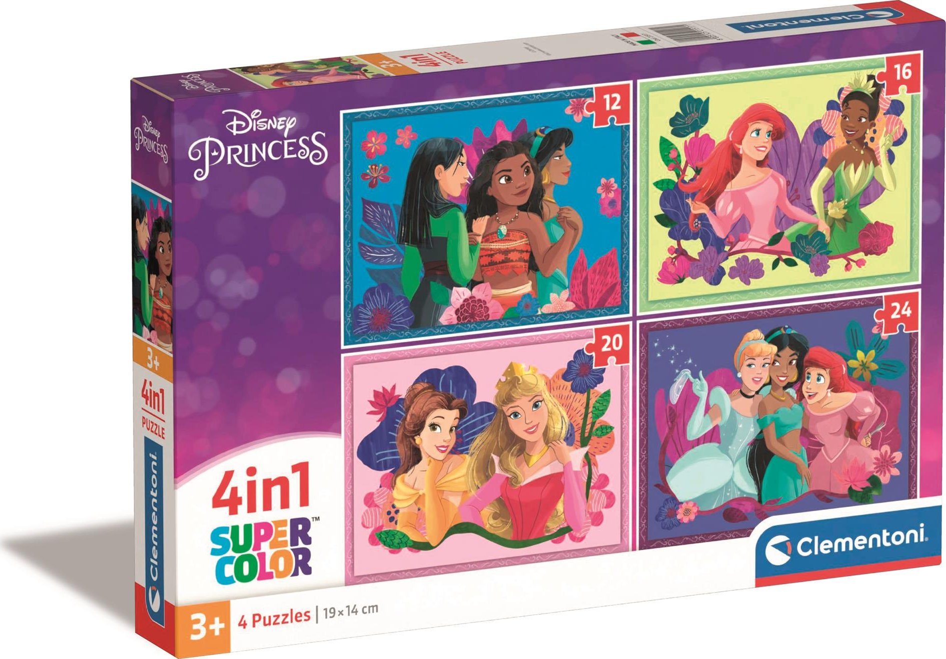 Clementoni CLE puzzle 4w1 SuperKolor Disney Princess 21517