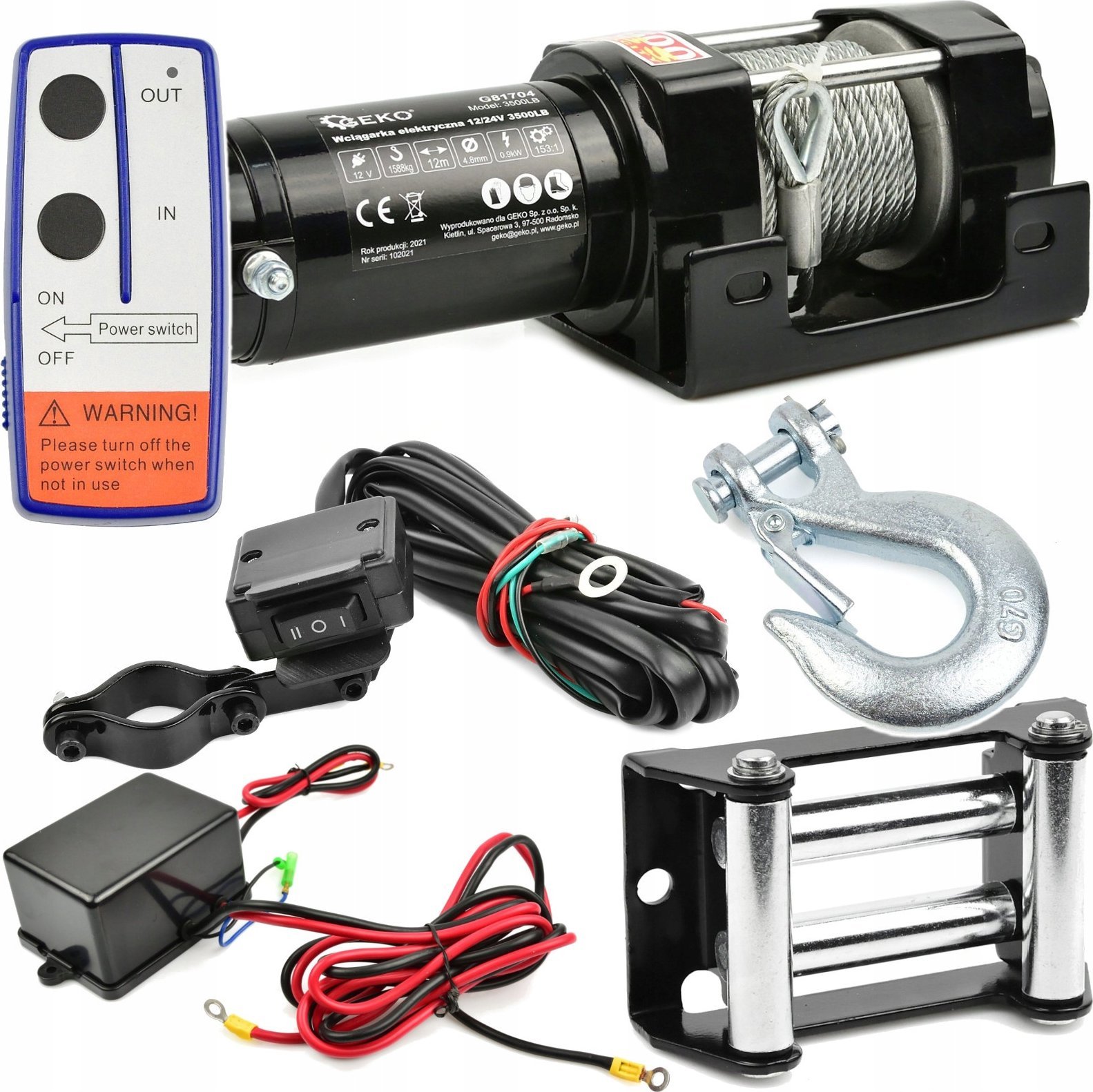 Geko Wyciągarka elektryczna 12V 3500LB (2)
