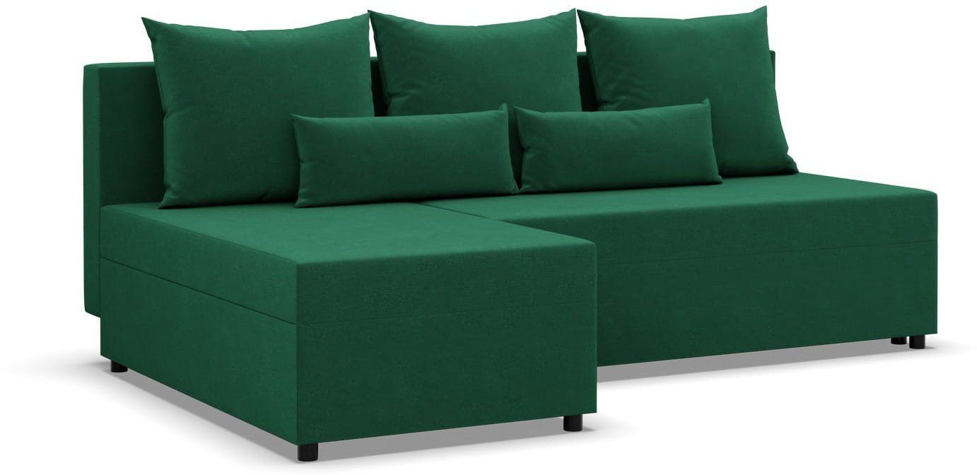 Narożnik z luźnymi poduszkami, Vista, velvet, 201x137x92 cm, butelkowa zieleń | TYLETEGOTU