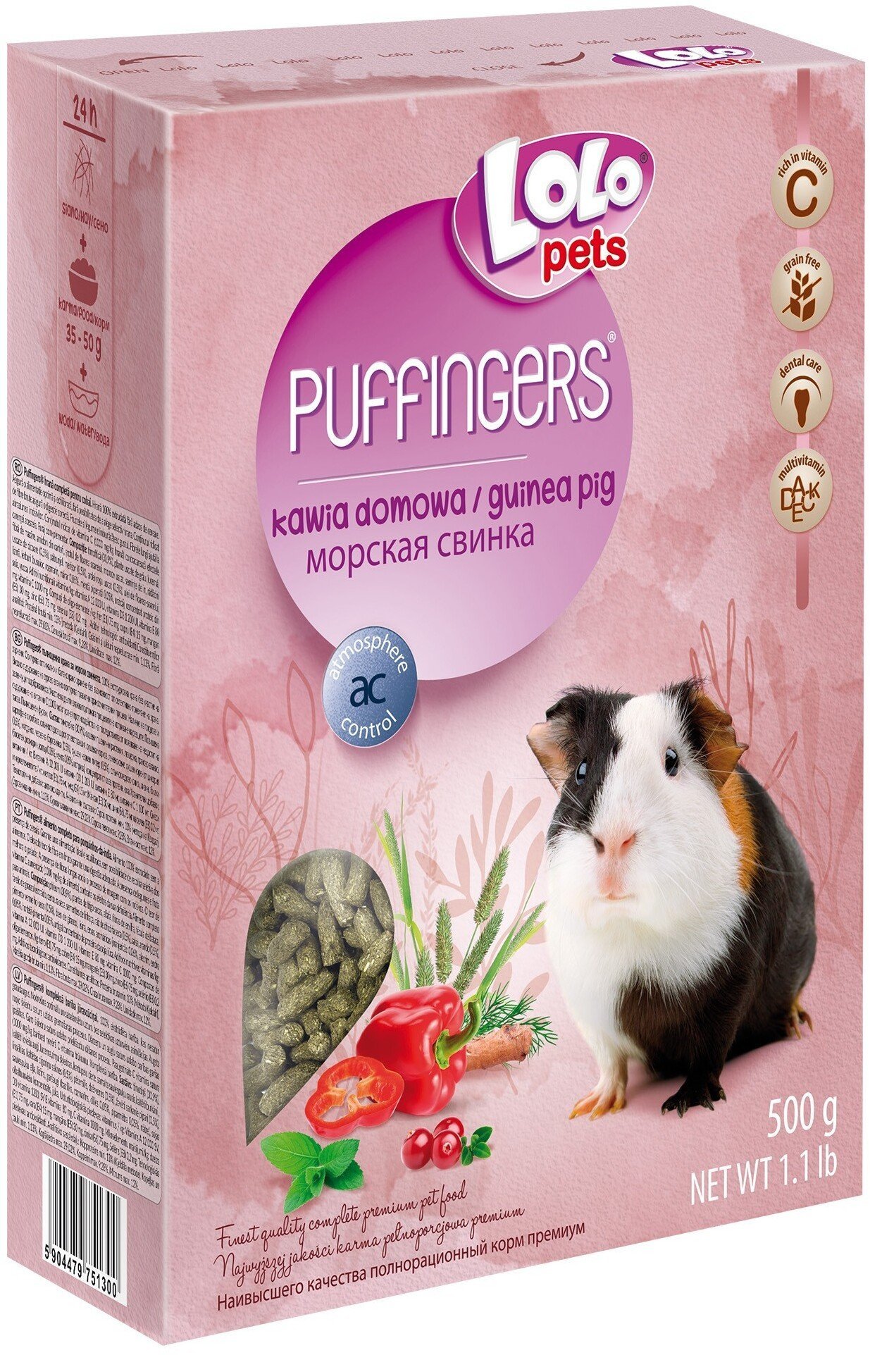 Lolo Pets Classic PUFFINGERS KARMA Pełnoporcjowa karma dla świnek morskich 500g