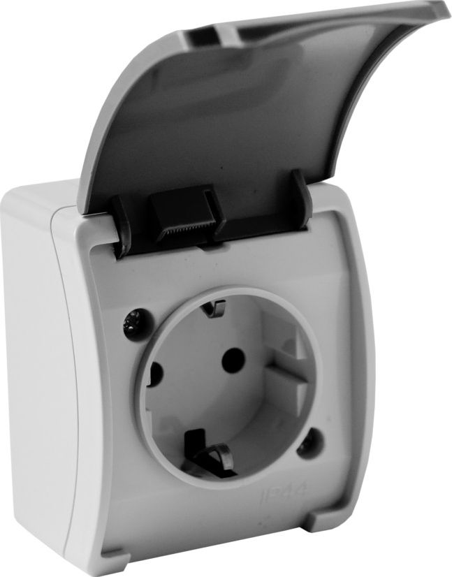 Doktorvolt Gniazdo pojedyncze schuko natynkowe IP44 popiel/grafit 181-08 DV 8271