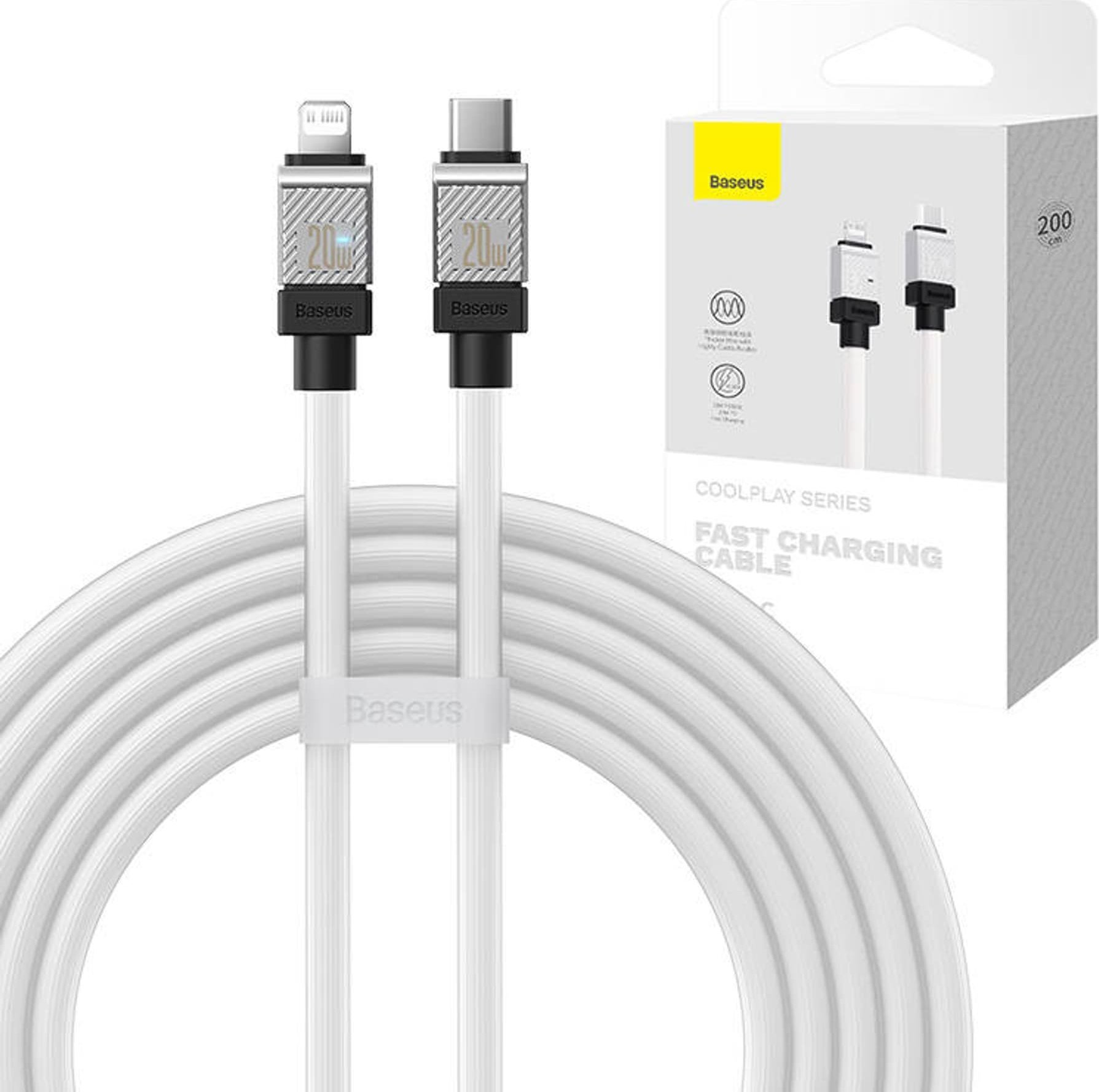 Kabel USB Baseus USB-C - Lightning 2 m Biały (CAKW000102)