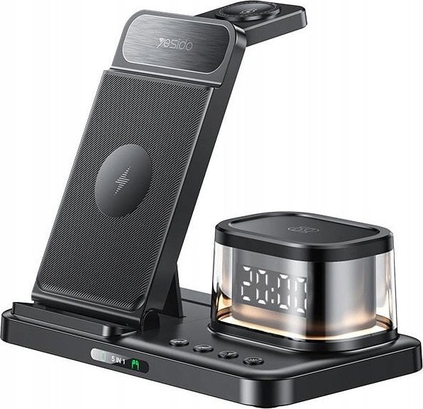 Ładowarka Yesido yesido Ład. ind. DS23 20W LED+Zegar 5w1 (do Samsung), BLACK / CZARNY