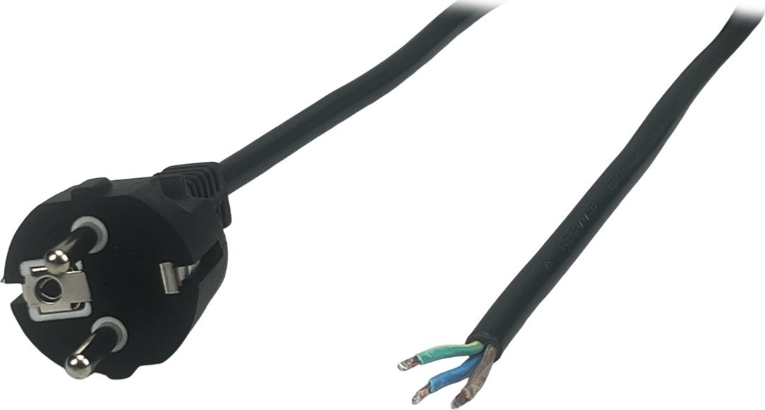POSAC-16/7/7-18B: POS AC cable CEE7/7-YJ-03[16A]-tinned ends H05VV-F3G1,0 L=1800 black
