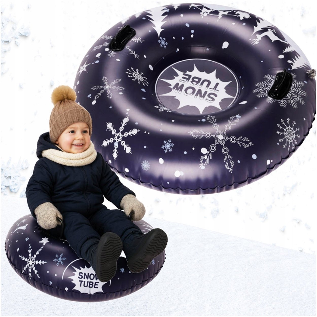 Ślizgacz sanki dmuchane na śnieg koło opona Fioletowy 110 cm