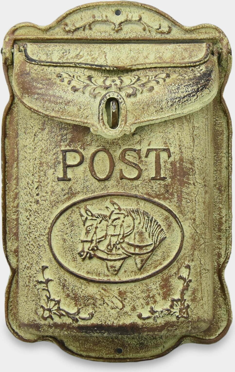 rzezbyzbrazu Żeliwna Zielona Skrzynka na Listy w Stylu Antyk Pionowa