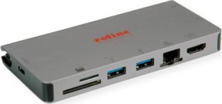 HUB USB Roline Stacja dokująca ROLINE USB typu C, HDMI 4K, VGA, 2x USB 3.2 Gen 1, LAN, PD, kaartlezer