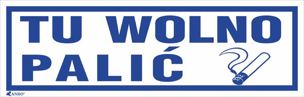 ANRO Tabliczka Tu wolno palić (50/T/P)