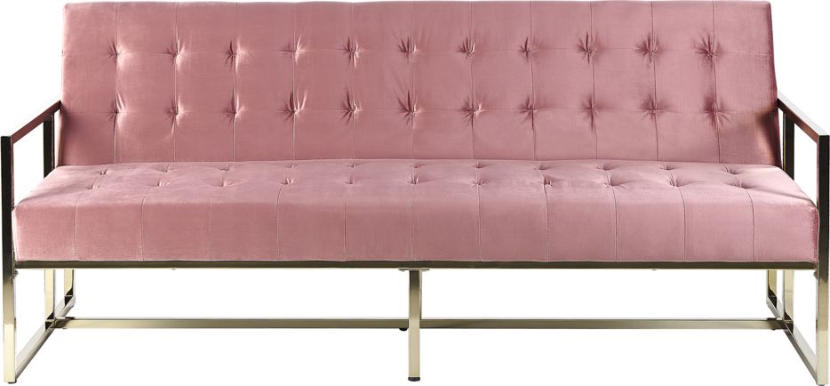 Beliani Sofa rozkładana welurowa różowa MARSTAL