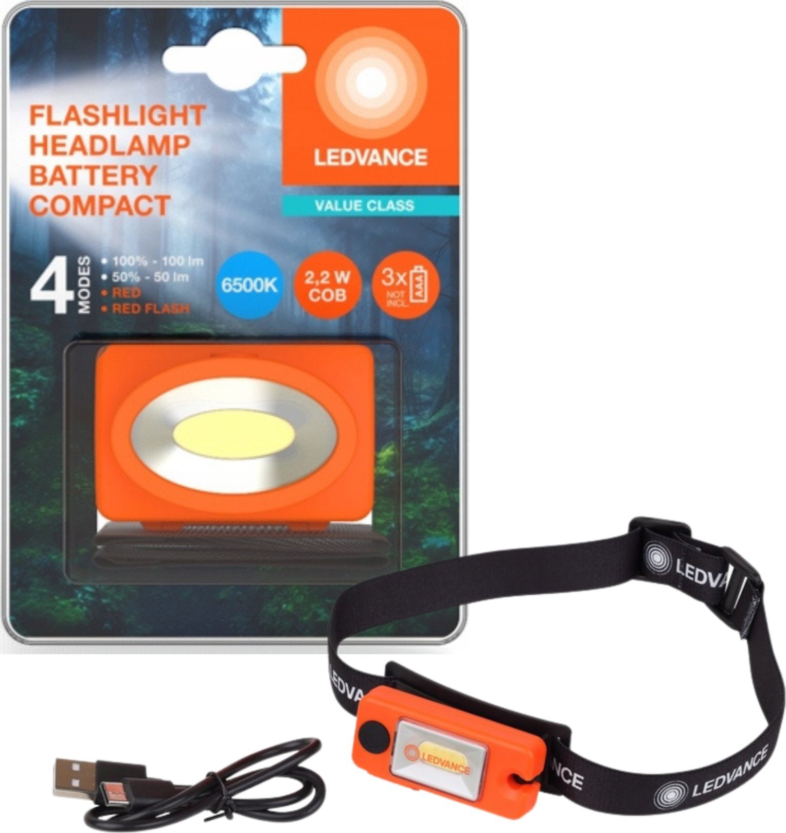 Latarka Ledvance Latarka czołowa LED Akumulatorowa 250 mAh 3 tryby działania