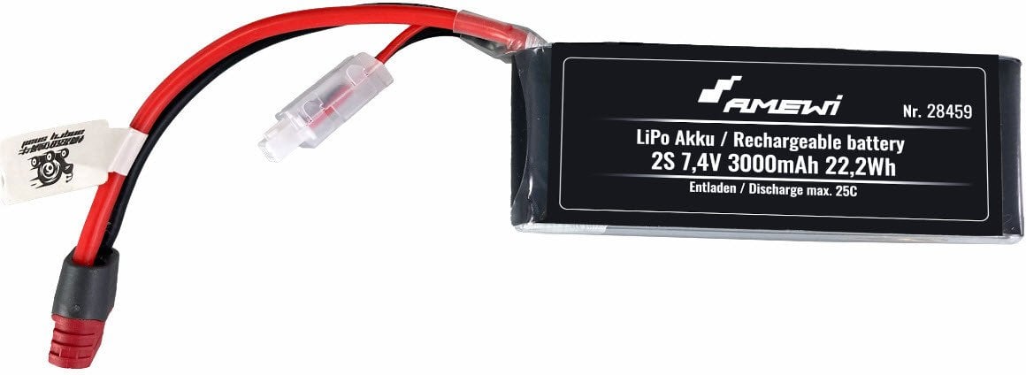 Amewi LiPo Akku 2S 7,4V 3000mAh 25C T-Stecker