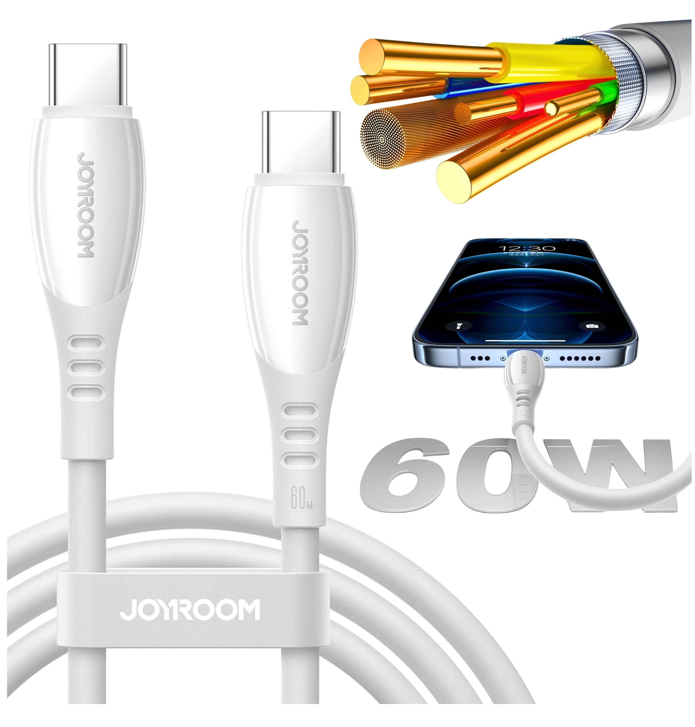 Kabel Joyroom S-A59 Vibrant Series 60W USB-C - USB-C 1,2m - biały