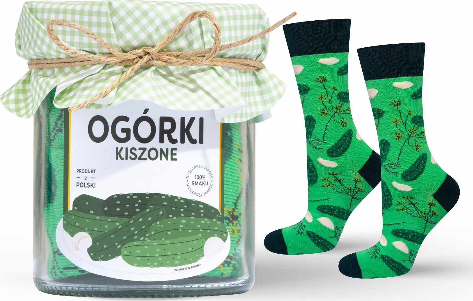 Soxo Męskie Skarpetki SOXO ogórki kiszone w słoiku z serwetką 4045