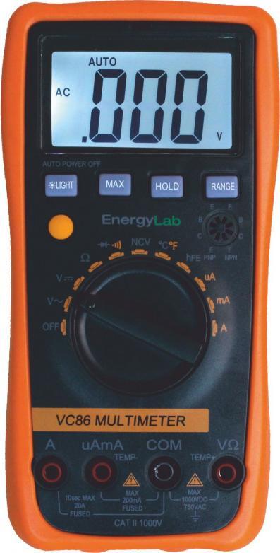 EnergyLab Multimetr uniwersalny LCD, NVC, Temp. hFE - VC86 ENERGYLAB