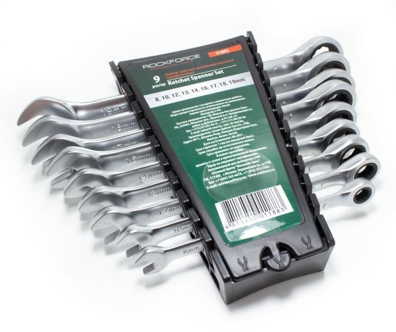 SET RATCHET COMB WRENCH ROCKFORCE 9PCS