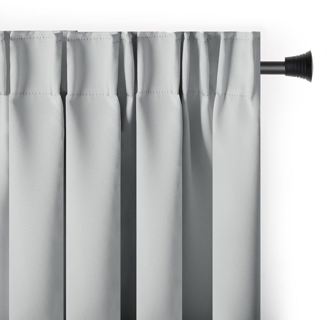 Zasłona blackout 90% na taśmie z szarfą 140x175 j. szara Restilo