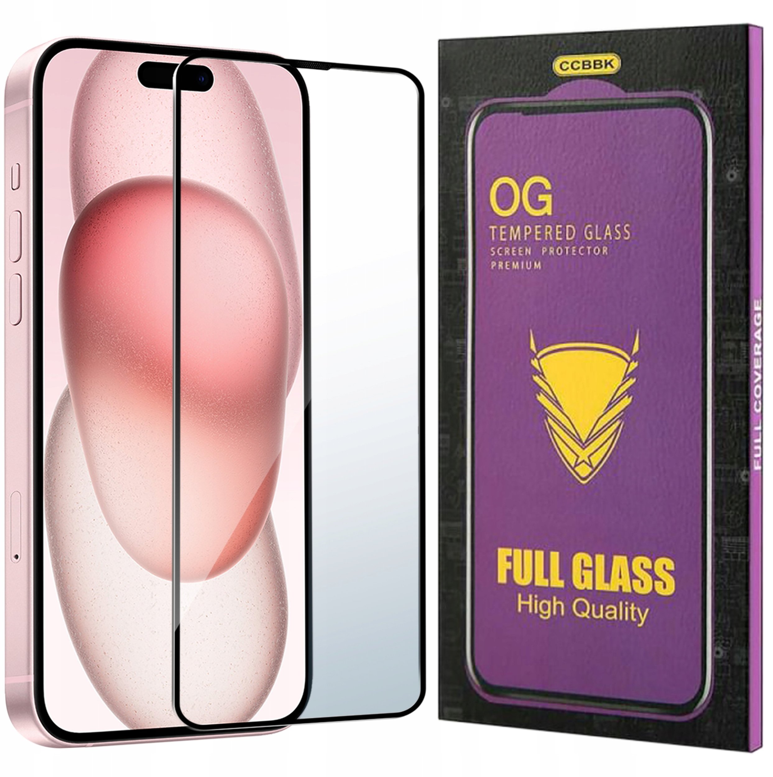 Szkło HARTOWANE 5D do iPhone 15 OG PREMIUM CAŁY EKRAN PEŁNE