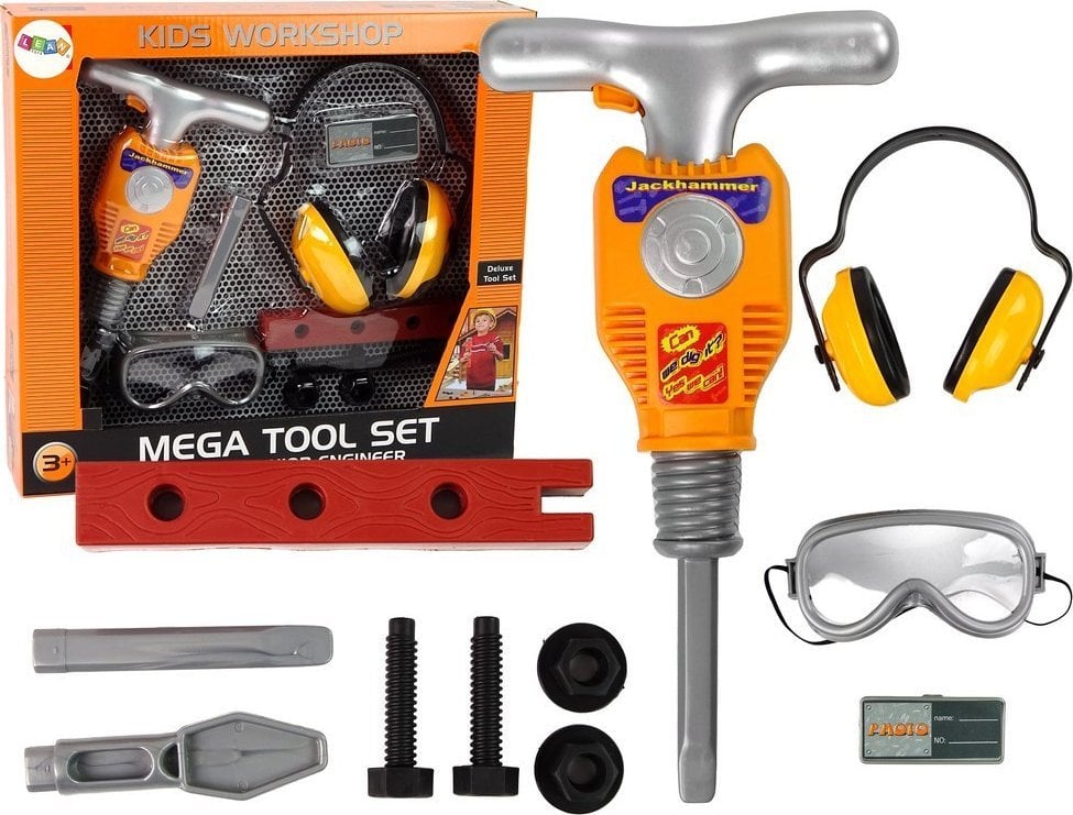 LeanToys Zestaw Majsterkowicza Narzędzia Młot Pneumatyczny Okulary LEAN Toys