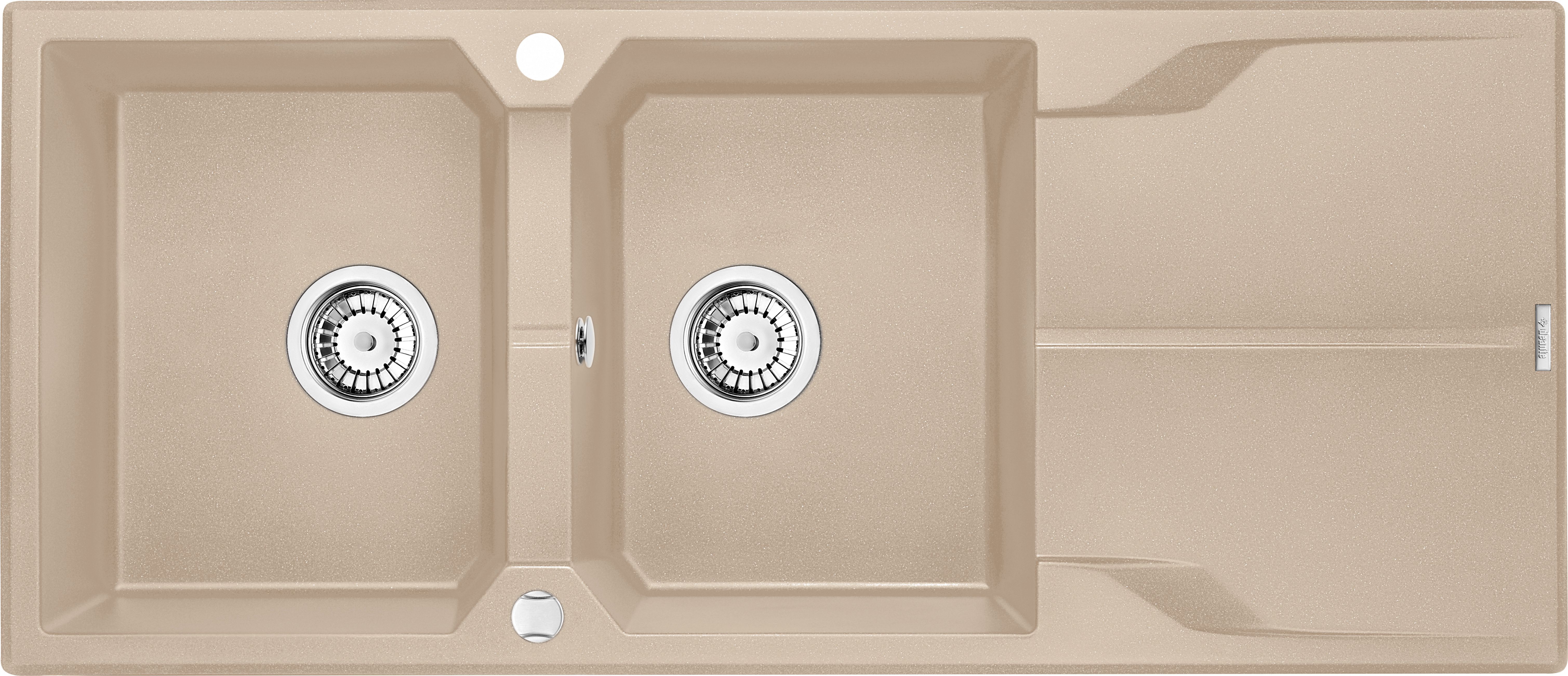 Zlewozmywak Deante .ANDANTE PIASKOWY GRANIT 2K Z/O 1160x500x210, 3,5"+SPACE SAVER