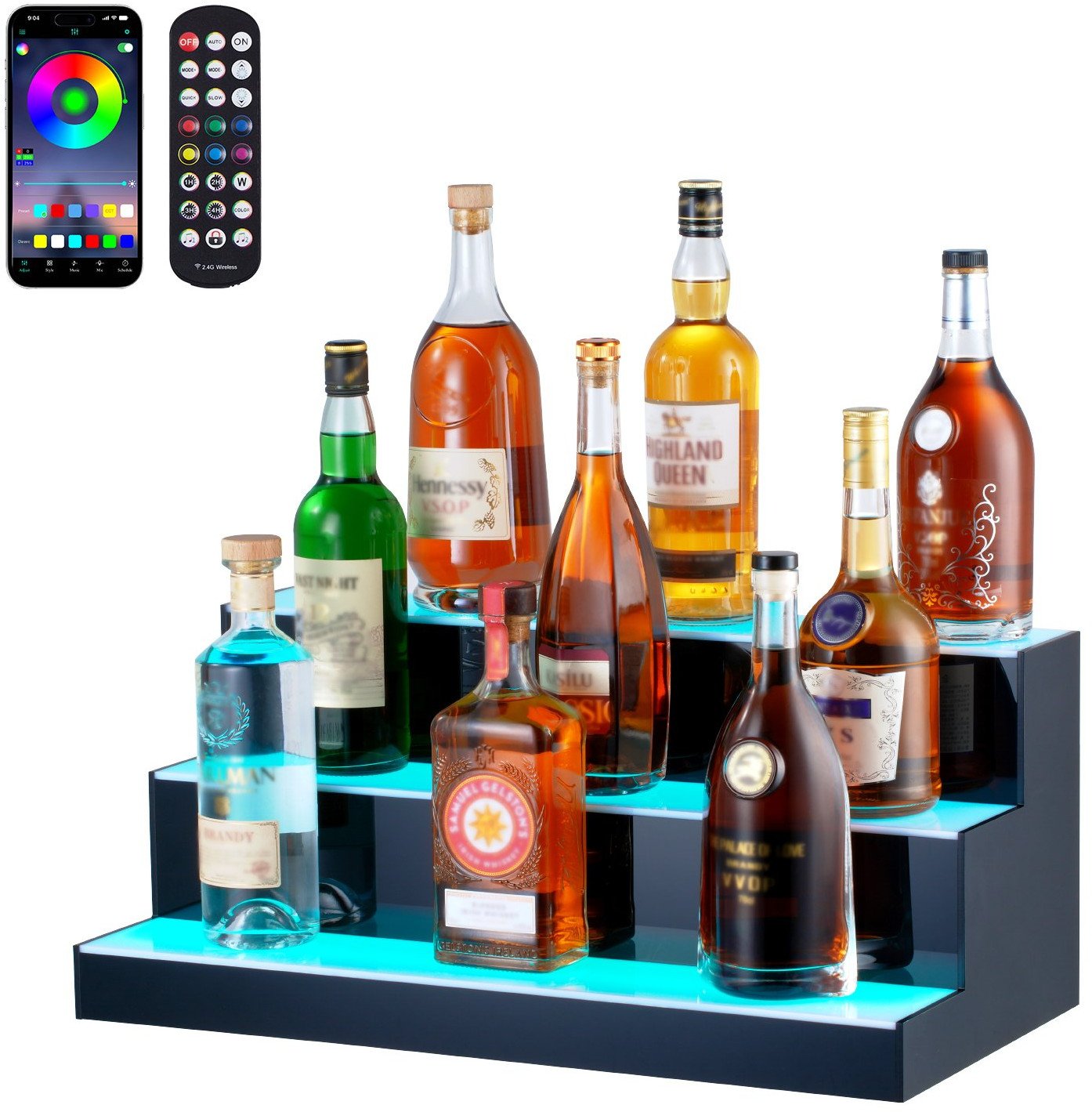 Podświetlana Półka na Butelki LED 60 cm Zdalne Sterowanie