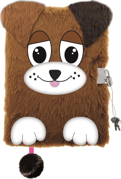 MAJEWSKI Pamiętnik z kłódką 3D włochacz A5 96 kartek linia Doggie