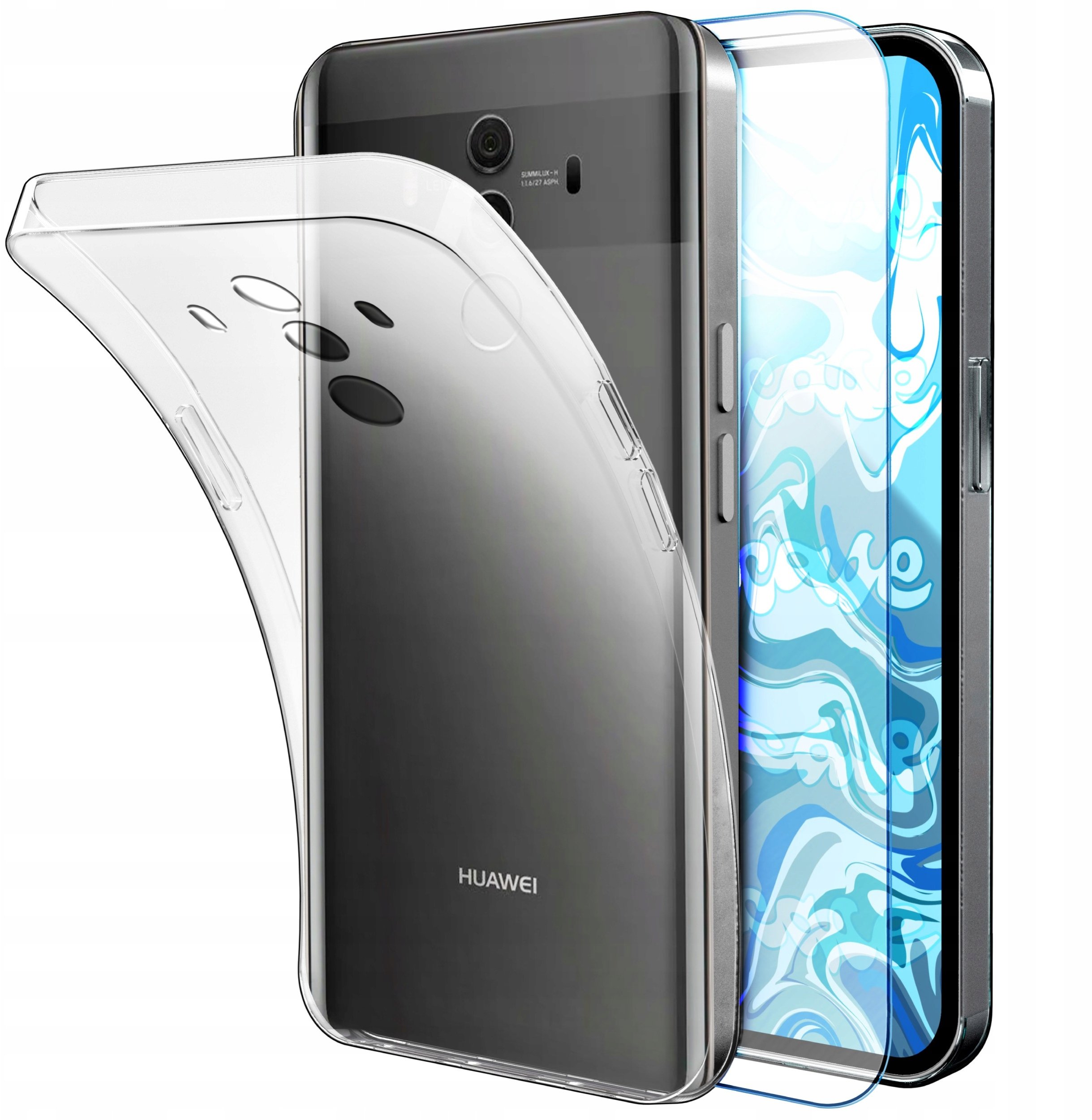 Etui Do Huawei Mate 10 Pro (Przezroczyste, Silikonowe, Obudowa) Szkło 9H