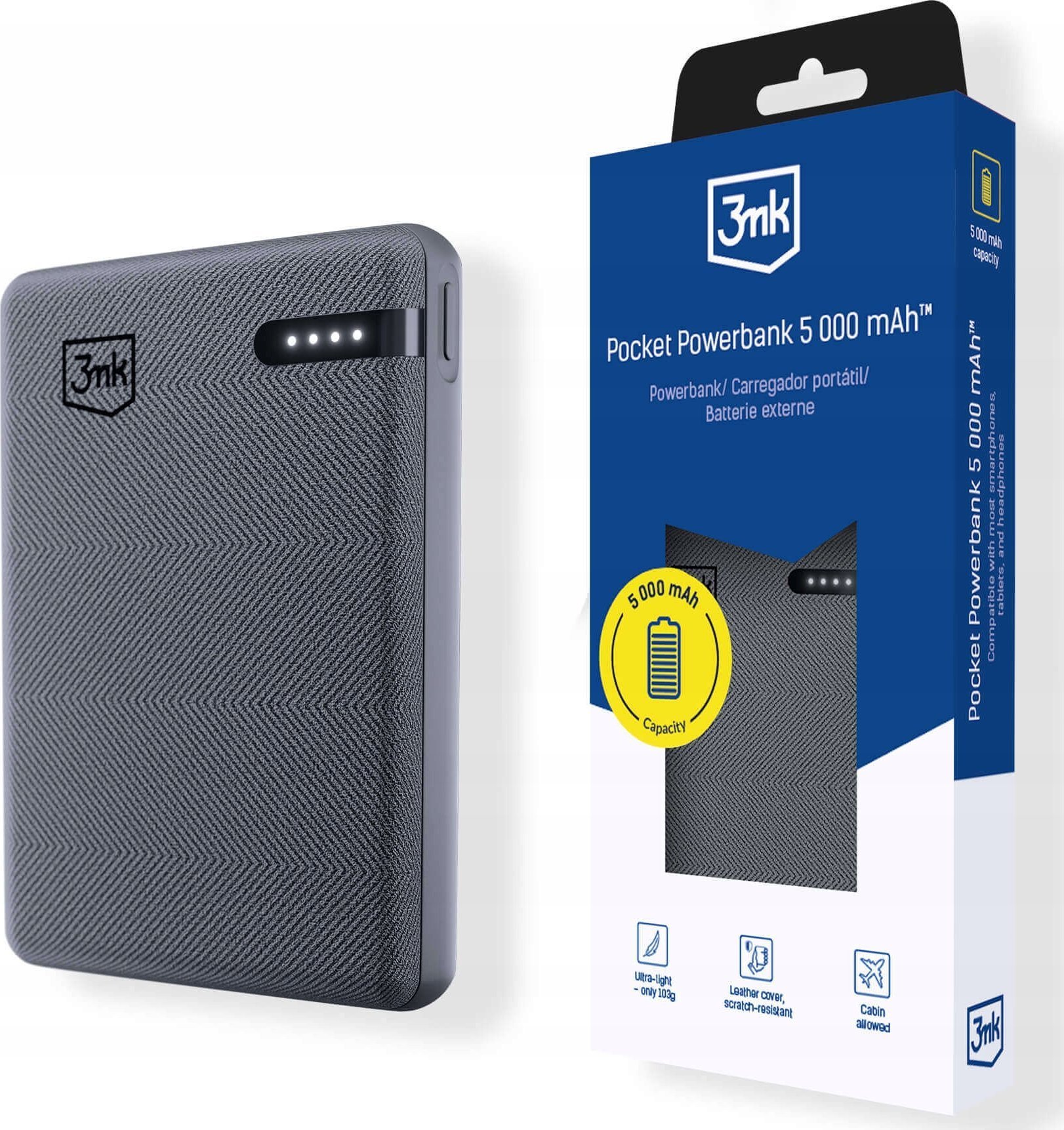 Powerbank 3MK Pocket Powerbank 5000mAh 12W USB-C gray/gray