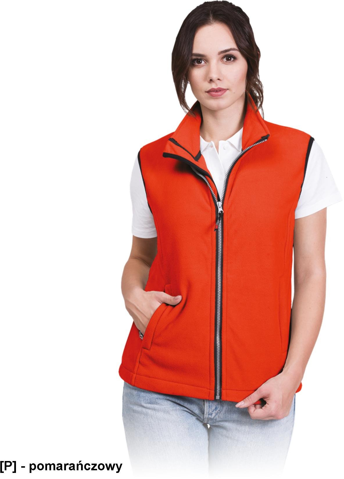 VHONEY-L - bezrękawnik damski z polaru, kołnierz ze stójką - biały M